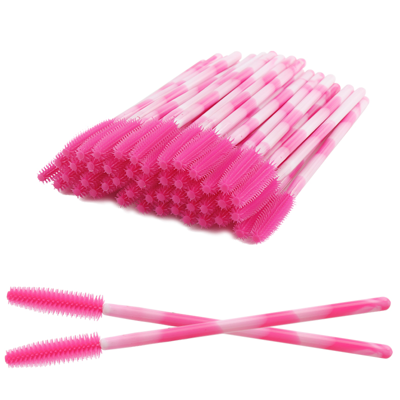 Beauty Makeup Brands - 50/100Pcs Disposable Silicone Eyelash Brush Colored
