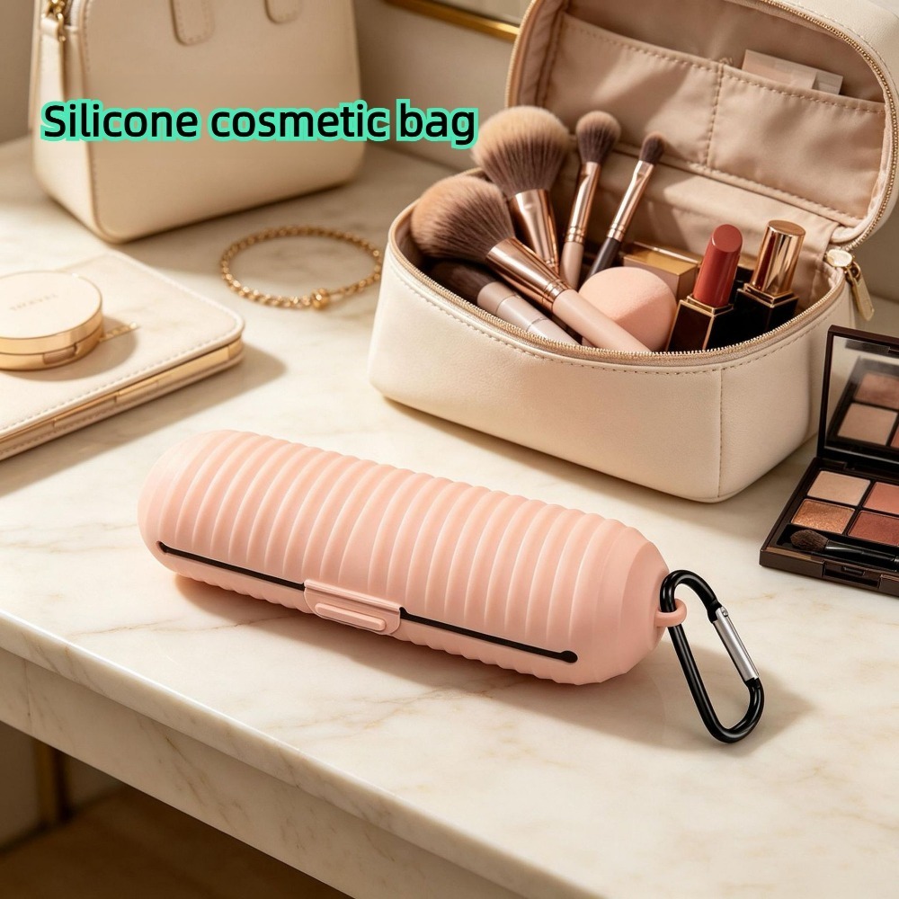 Beauty Makeup Case - Portable Silicone Makeup Brush Holder Case,