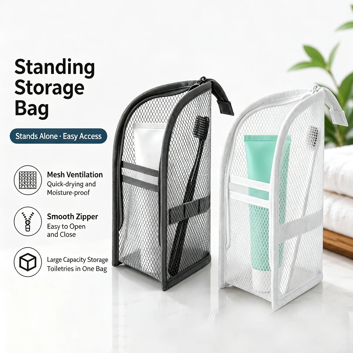 Standing Mesh Toiletry Bag for - Beauty Makeup Case ulasan dan harga
