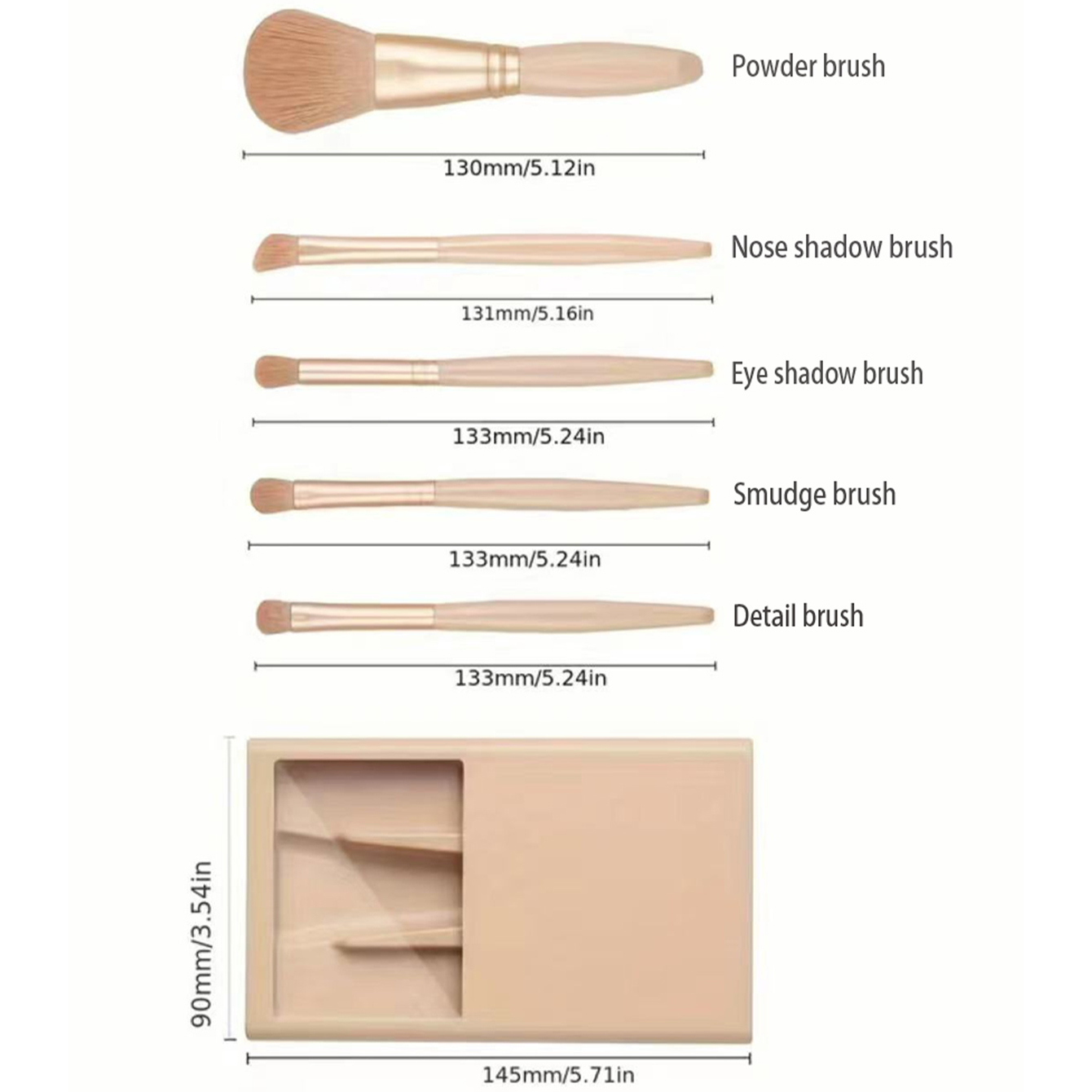 5pcs Cosmetic Brush Kit With M - Beauty Makeup Case ulasan dan harga