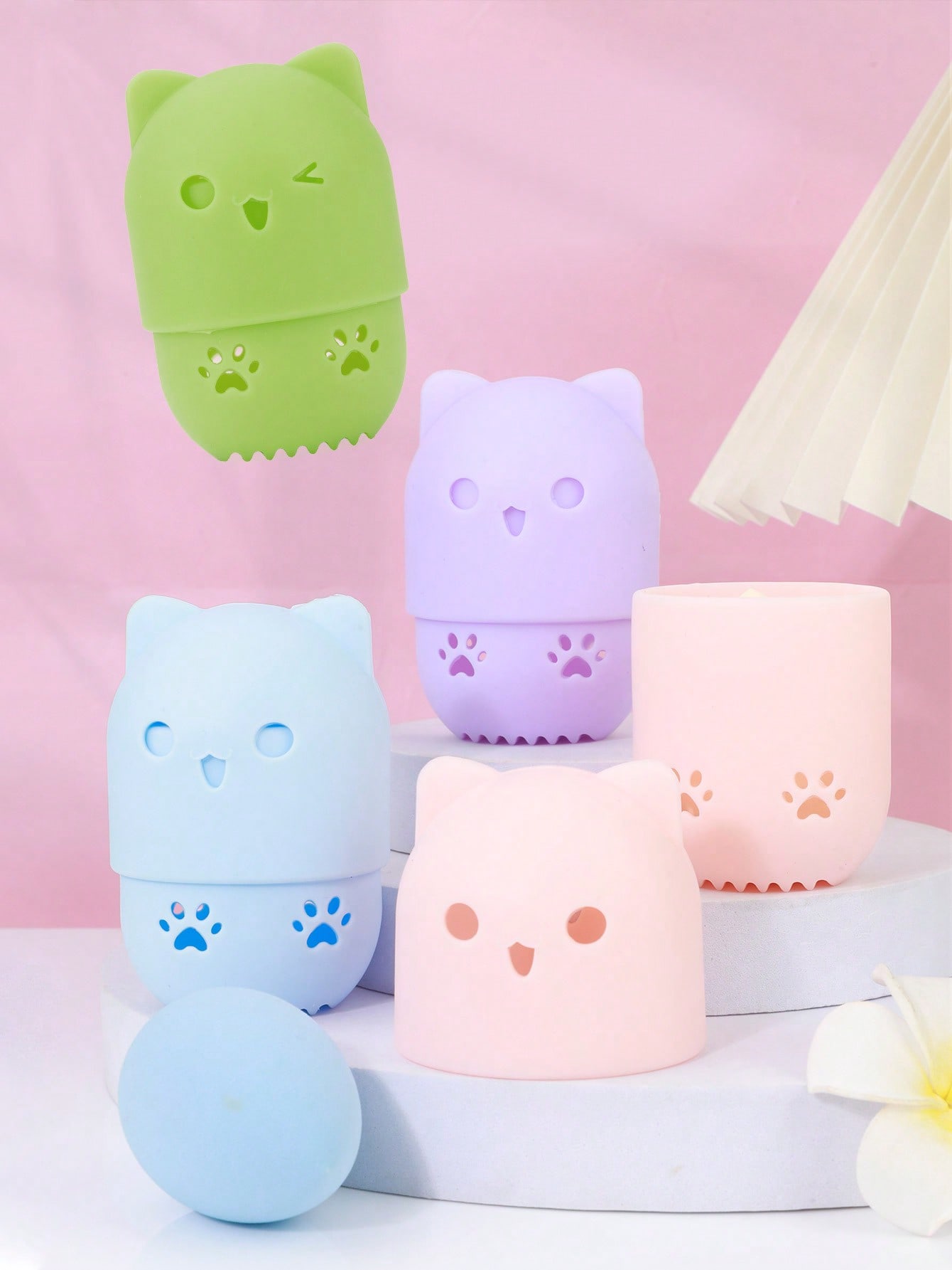 Cute Cat‑Shaped Silicone Makeu - Beauty Makeup Case ulasan dan harga